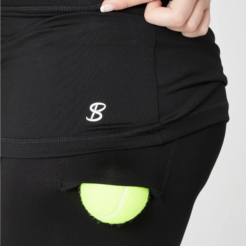 Sofibella Black Skirted Leggings, 4-way Stretch, Wicking, Sz M - Picture 3 of 7